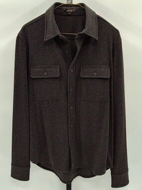 QUINCE Charcoal Button-Front stretch sweater fleece shirt men’s size S